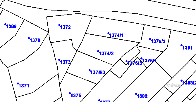 Parcela st. 1374/2 v KÚ Komín, Katastrální mapa