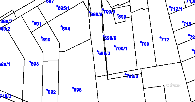 Parcela st. 698/3 v KÚ Komín, Katastrální mapa