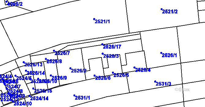 Parcela st. 2526/3 v KÚ Komín, Katastrální mapa