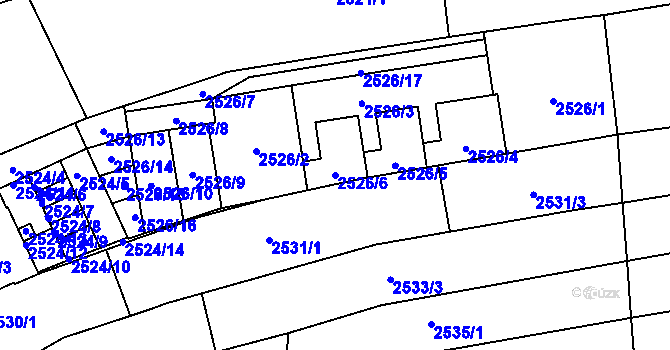 Parcela st. 2526/6 v KÚ Komín, Katastrální mapa