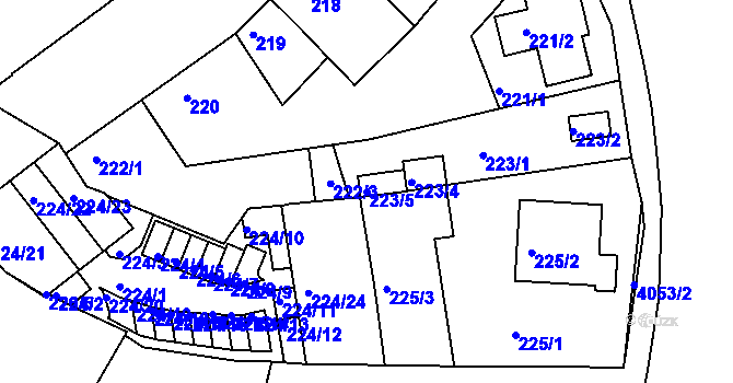 Parcela st. 223/5 v KÚ Komín, Katastrální mapa