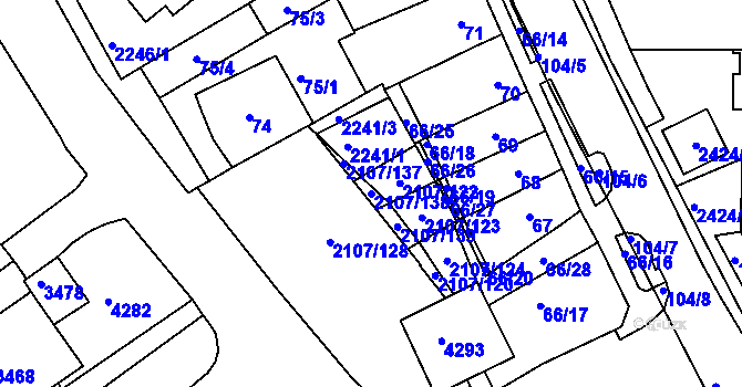 Parcela st. 2107/138 v KÚ Komín, Katastrální mapa
