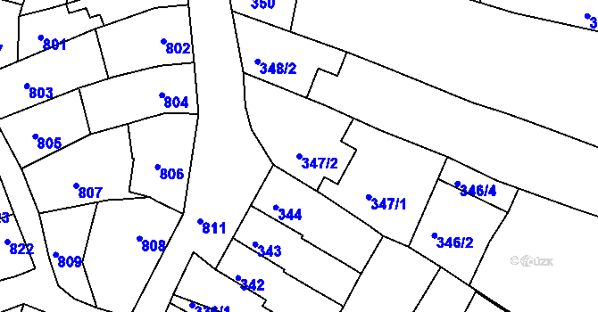 Parcela st. 347/2 v KÚ Komín, Katastrální mapa