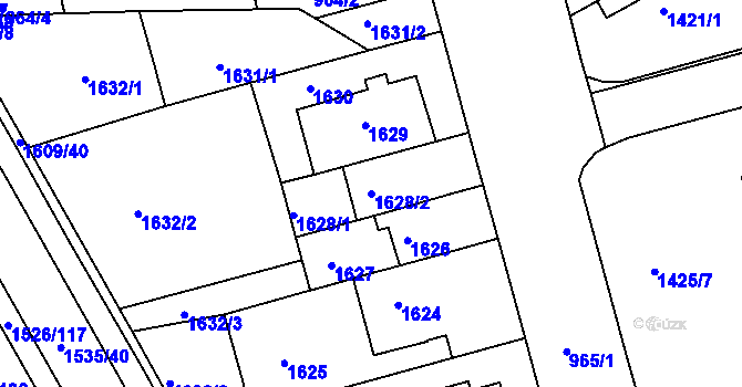 Parcela st. 1628/2 v KÚ Komín, Katastrální mapa