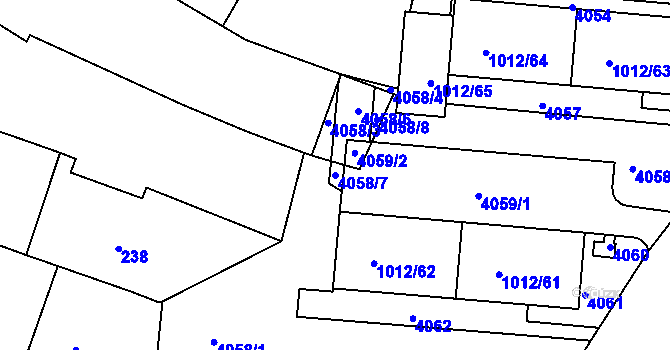 Parcela st. 4058/7 v KÚ Komín, Katastrální mapa