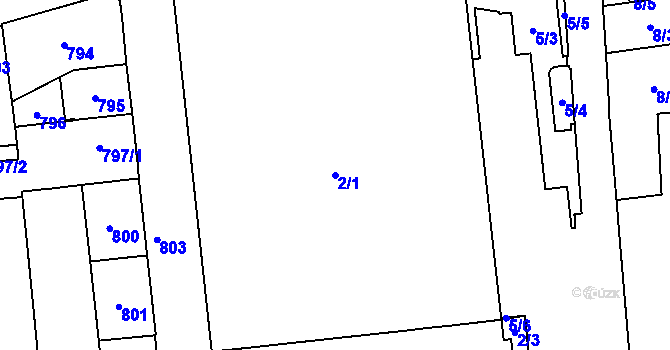 Parcela st. 2/1 v KÚ Zábrdovice, Katastrální mapa