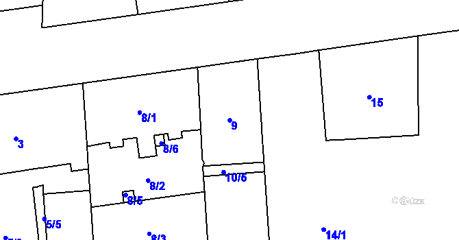 Parcela st. 9 v KÚ Zábrdovice, Katastrální mapa