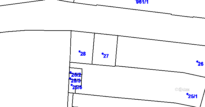 Parcela st. 27 v KÚ Zábrdovice, Katastrální mapa