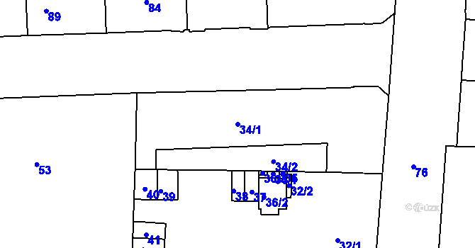 Parcela st. 34/1 v KÚ Zábrdovice, Katastrální mapa