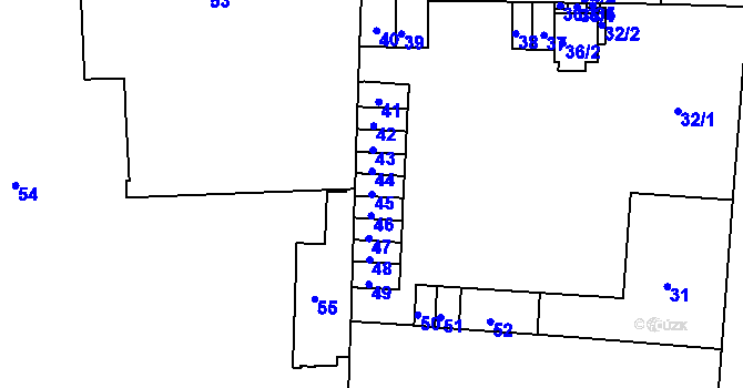 Parcela st. 45 v KÚ Zábrdovice, Katastrální mapa
