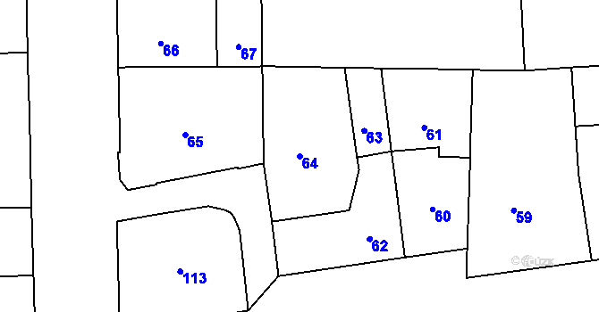 Parcela st. 64 v KÚ Zábrdovice, Katastrální mapa
