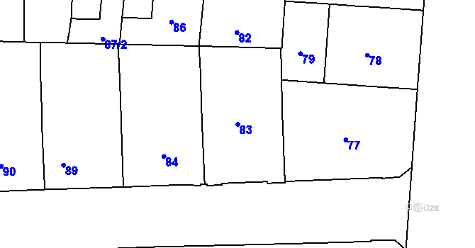 Parcela st. 83 v KÚ Zábrdovice, Katastrální mapa
