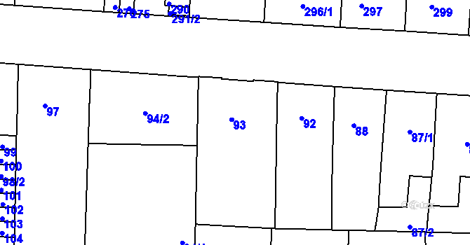 Parcela st. 93 v KÚ Zábrdovice, Katastrální mapa