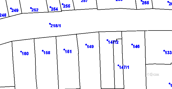 Parcela st. 149 v KÚ Zábrdovice, Katastrální mapa