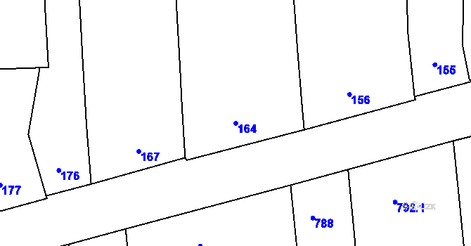 Parcela st. 164 v KÚ Zábrdovice, Katastrální mapa