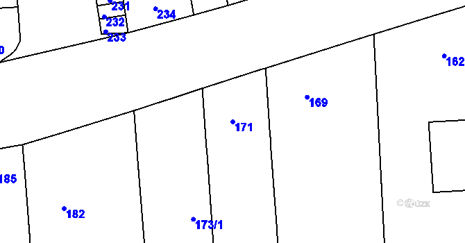Parcela st. 171 v KÚ Zábrdovice, Katastrální mapa
