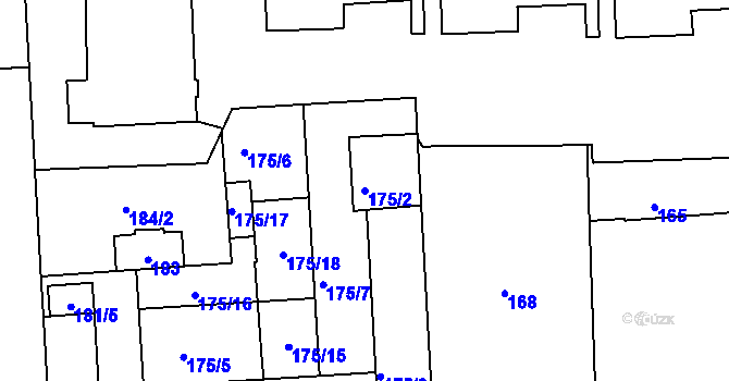 Parcela st. 175/2 v KÚ Zábrdovice, Katastrální mapa