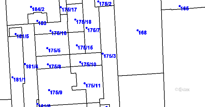 Parcela st. 175/3 v KÚ Zábrdovice, Katastrální mapa
