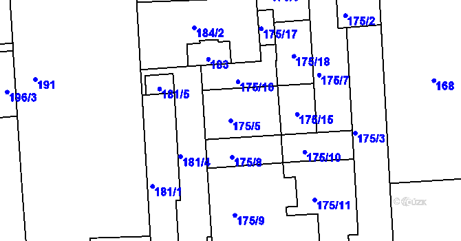 Parcela st. 175/5 v KÚ Zábrdovice, Katastrální mapa