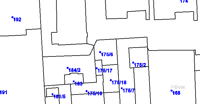 Parcela st. 175/6 v KÚ Zábrdovice, Katastrální mapa