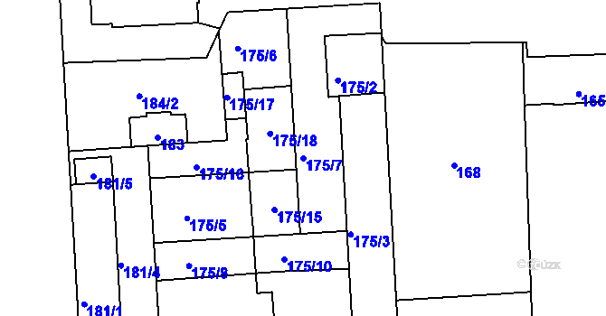 Parcela st. 175/7 v KÚ Zábrdovice, Katastrální mapa