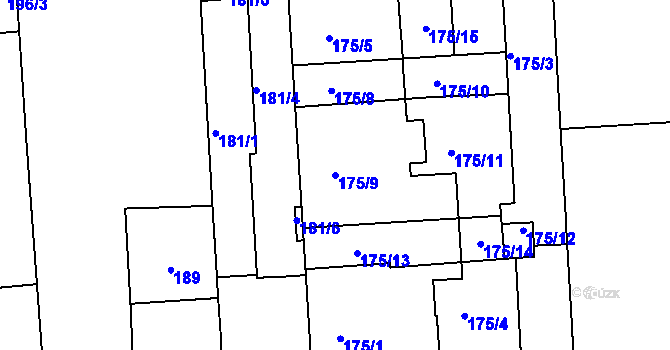 Parcela st. 175/9 v KÚ Zábrdovice, Katastrální mapa