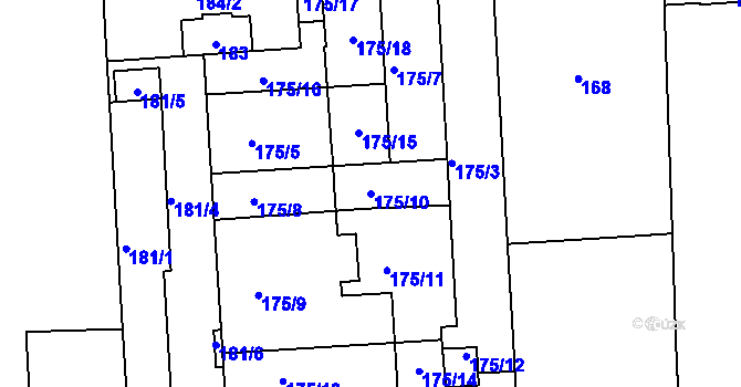 Parcela st. 175/10 v KÚ Zábrdovice, Katastrální mapa
