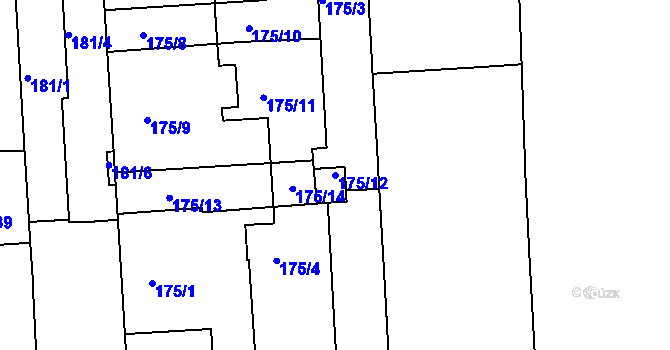 Parcela st. 175/12 v KÚ Zábrdovice, Katastrální mapa
