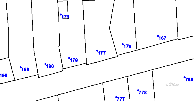 Parcela st. 177 v KÚ Zábrdovice, Katastrální mapa