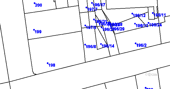 Parcela st. 196/8 v KÚ Zábrdovice, Katastrální mapa