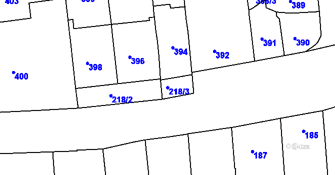 Parcela st. 218/3 v KÚ Zábrdovice, Katastrální mapa
