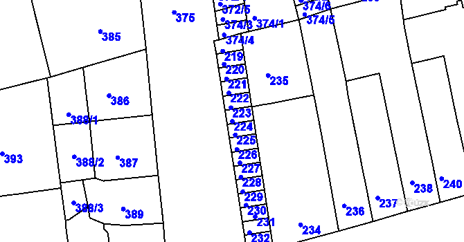 Parcela st. 224 v KÚ Zábrdovice, Katastrální mapa