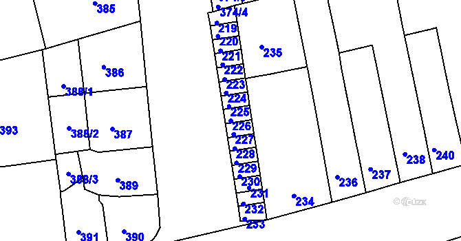 Parcela st. 226 v KÚ Zábrdovice, Katastrální mapa