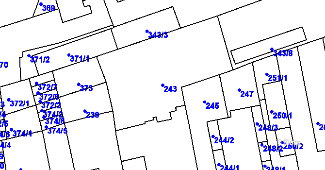 Parcela st. 243 v KÚ Zábrdovice, Katastrální mapa