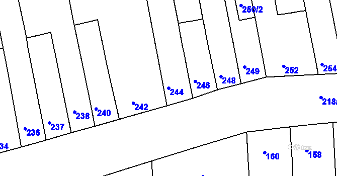Parcela st. 244 v KÚ Zábrdovice, Katastrální mapa