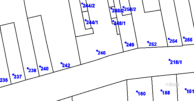 Parcela st. 246 v KÚ Zábrdovice, Katastrální mapa