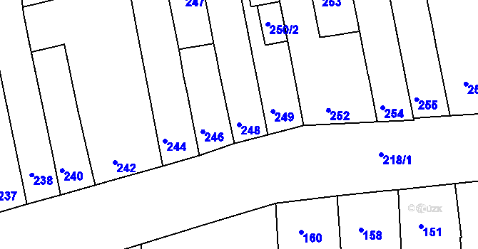 Parcela st. 248 v KÚ Zábrdovice, Katastrální mapa