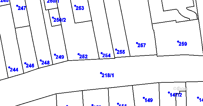Parcela st. 254 v KÚ Zábrdovice, Katastrální mapa