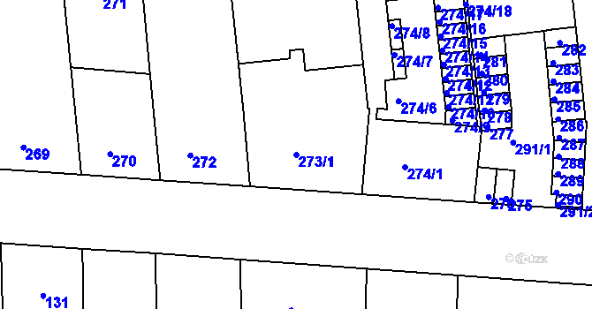 Parcela st. 273/1 v KÚ Zábrdovice, Katastrální mapa