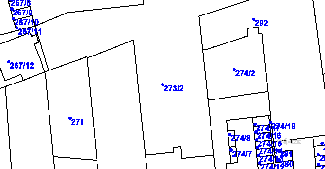 Parcela st. 273/2 v KÚ Zábrdovice, Katastrální mapa