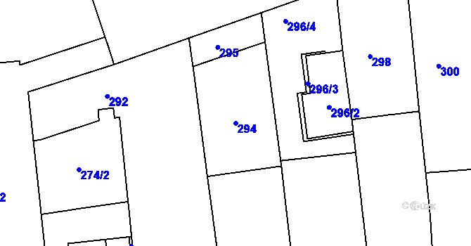 Parcela st. 294 v KÚ Zábrdovice, Katastrální mapa