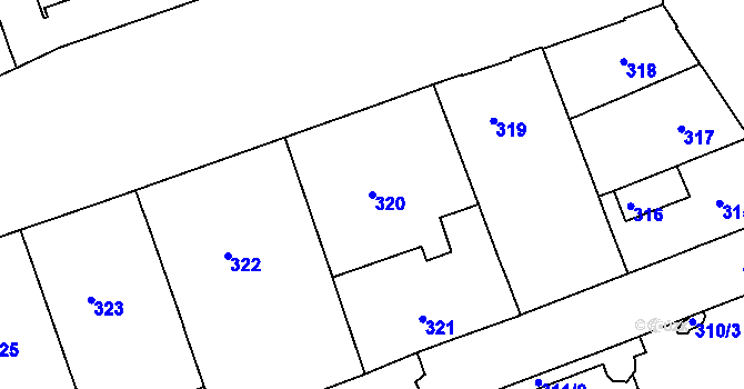 Parcela st. 320 v KÚ Zábrdovice, Katastrální mapa