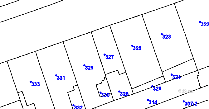 Parcela st. 327 v KÚ Zábrdovice, Katastrální mapa