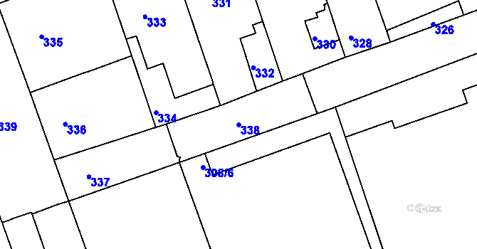 Parcela st. 338 v KÚ Zábrdovice, Katastrální mapa