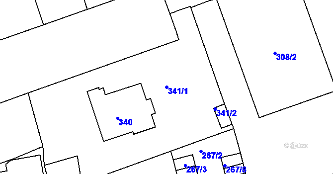 Parcela st. 341/1 v KÚ Zábrdovice, Katastrální mapa