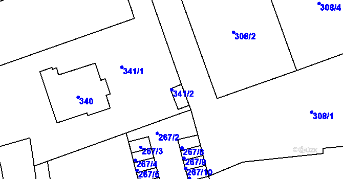 Parcela st. 341/2 v KÚ Zábrdovice, Katastrální mapa
