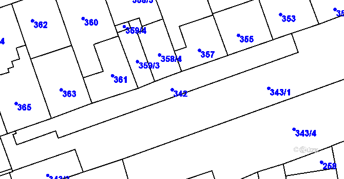 Parcela st. 342 v KÚ Zábrdovice, Katastrální mapa