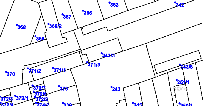 Parcela st. 343/3 v KÚ Zábrdovice, Katastrální mapa