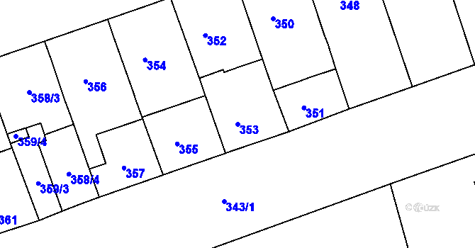 Parcela st. 353 v KÚ Zábrdovice, Katastrální mapa