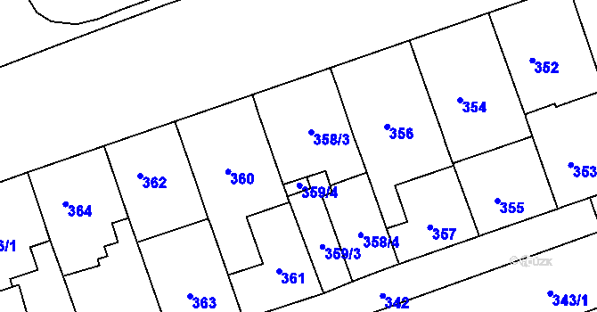 Parcela st. 358 v KÚ Zábrdovice, Katastrální mapa